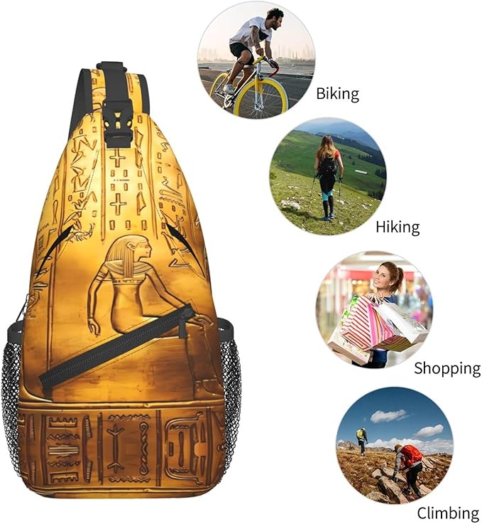 Bolso Cruzado Hombre Egipto Jeroglíficos Poliéster 7.5x3.5x15.3 pulg miniatura 5