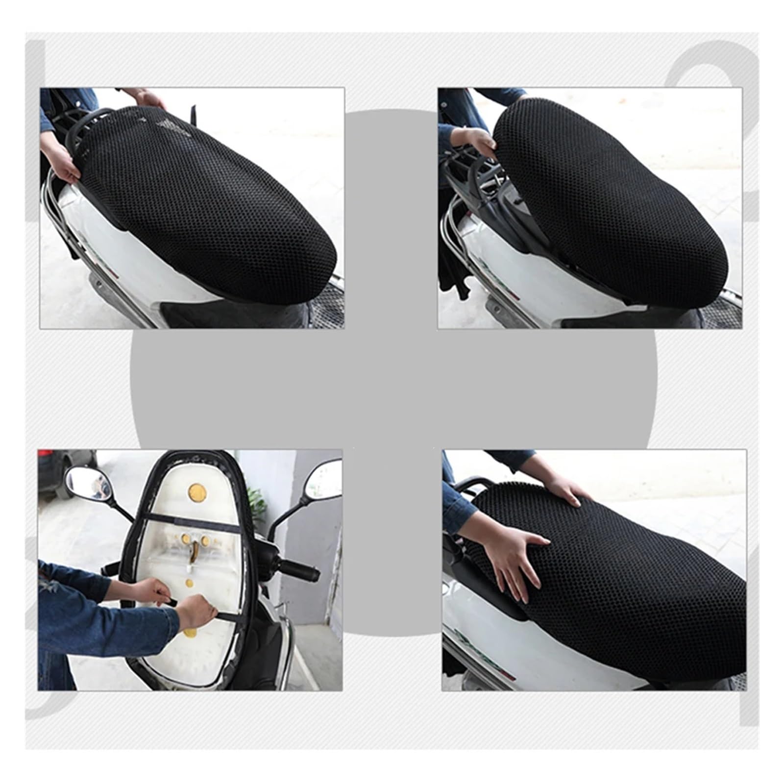 Coprisedili per moto Mesh 3D Traspirante Antiscivolo per Coprisedili per Moto, Ciclomotori e per Scooter S–6XL(6XL)