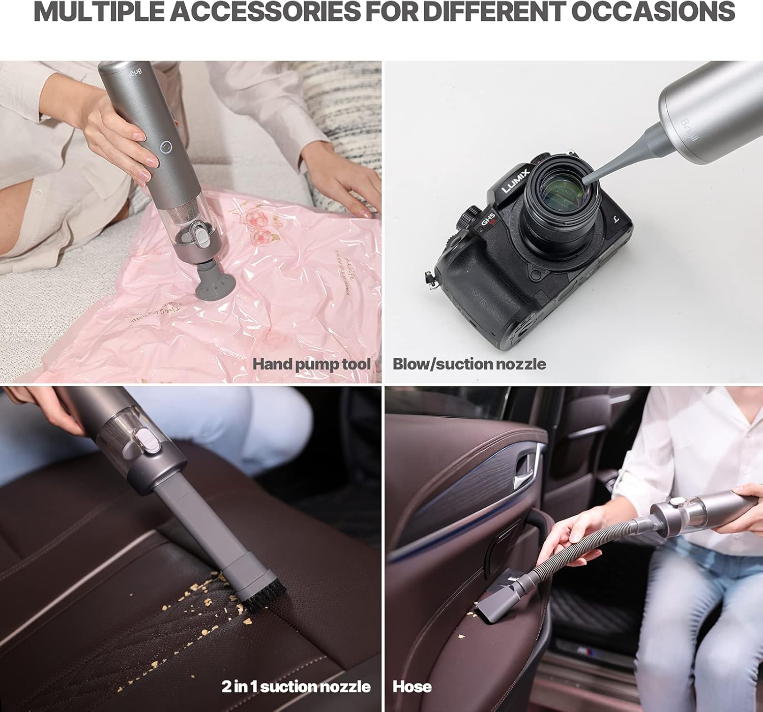 Brigii Handheld Vacuum Cleaner, Cordless Car Vacuum with Powerful Suction, 3 in 1-Hand Vacuum & Air Duster & Hand Pump, Mini Vacuum for Crevices, Keyboard Cleaner, USB Rechargeable-M1 : Clothing, Shoes & Jewelry