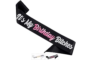 CORRURE It's My Birthday Bitches Birthday Sash with Pink Foil - Soft...