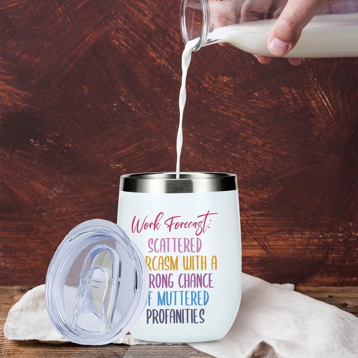 Funny Work Bestie Wine Tumbler Coworker Gifts for Women, Sarcastic Office Gifts for Women Men Work Friends Coworker Boss Mentor Birthday Christmas Insulated Stainless Steel Wine Glasses 12 oz Tumbler - Image 6