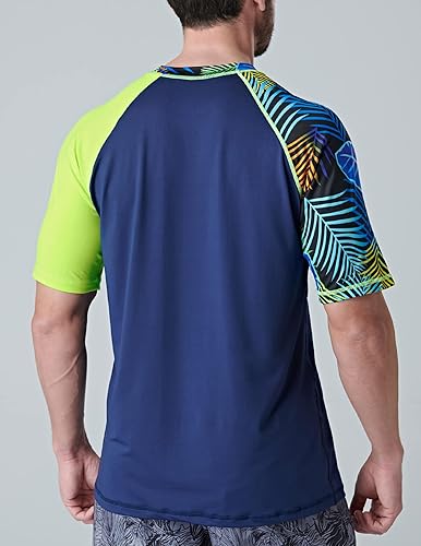 Miniatura 4 de Liberty Imports Paquete de 2 camisetas de natación de manga corta UV para hombre, ajuste holgado