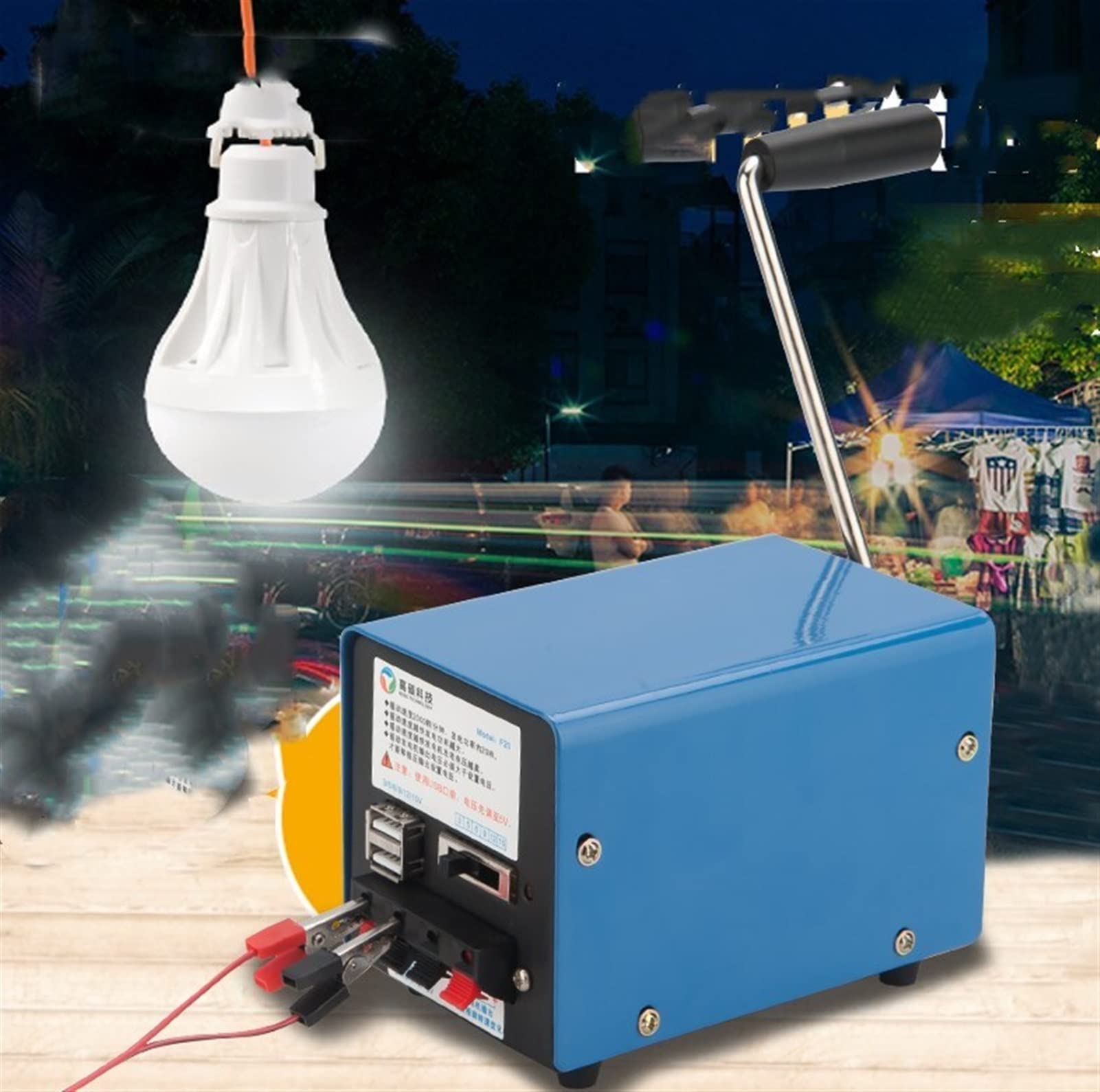 Mini máquina portátil Fuente de alimentación de manivela de Emergencia portátil de Cargador de Alta Potencia USB Cargando generador de cigüeñal de Emergencia
