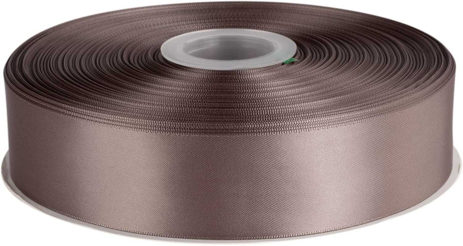 1-1/2" Inch Double Faced Satin Ribbon Solid Polyester Ribbon for Gift Wrapping, Crafts, Hair Bows, Wedding Party Decaration, Baby Shower Decoration Floral Arrangement (100 Yards, Chocolate Chip)
