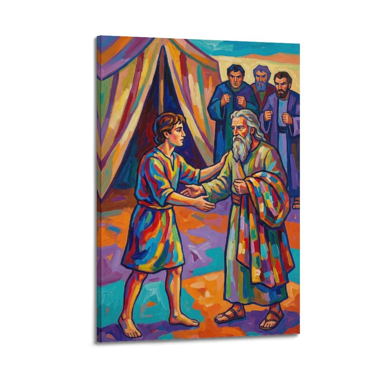 OKNGB Sacred Bible Religious Poster Joseph's Colorful Coat Decorative Painting Canvas Art Picture 24x36inch(60x90cm)