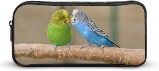Parakeets Love-Birds Parrots on Branch Pencil Case Durable Pencil Bag Large Capacity Storage Pen Pouch