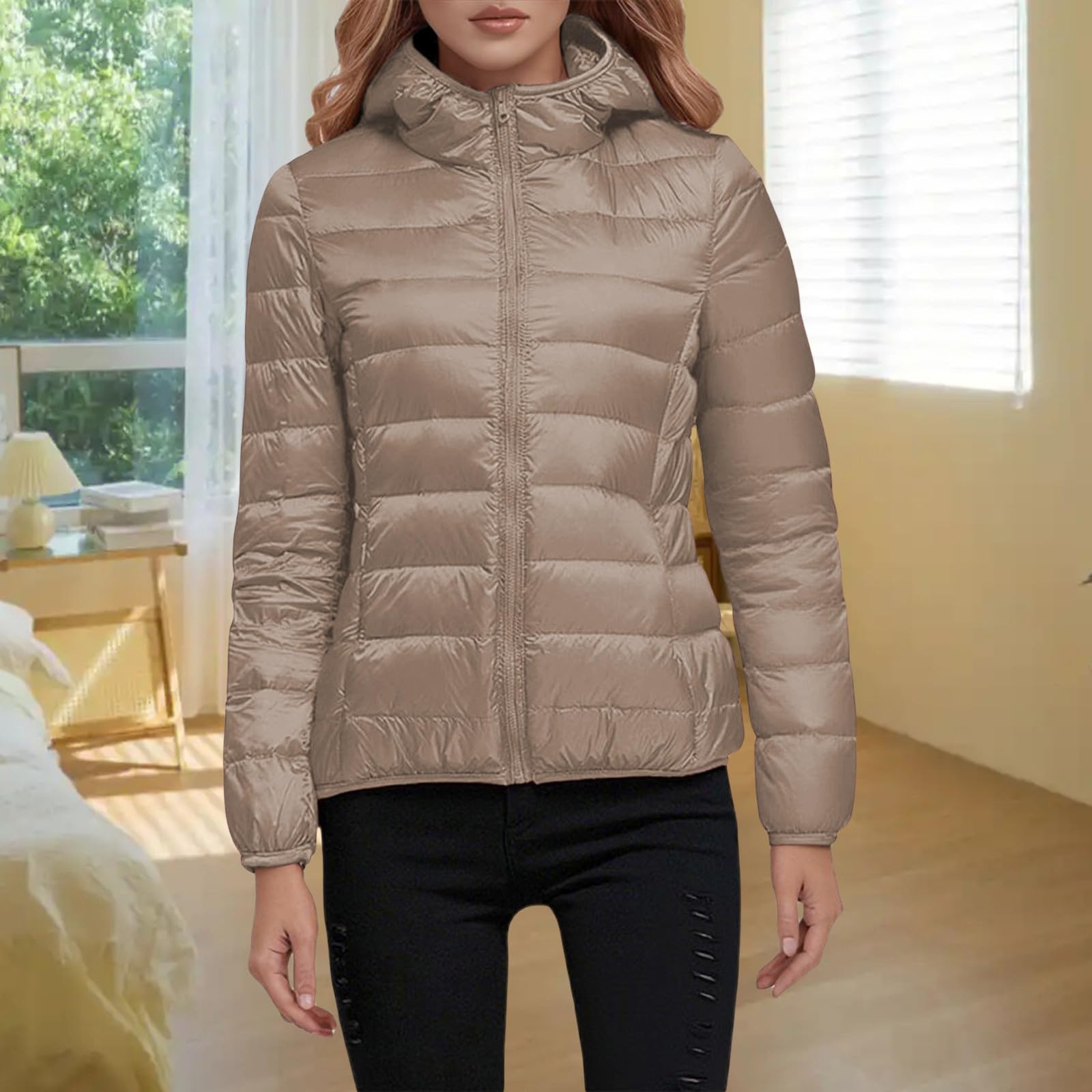 Generisch 2026 Chaqueta corta cálida ligera con chaqueta de invierno de plumón para mujer moda blanca en estilo casual diario