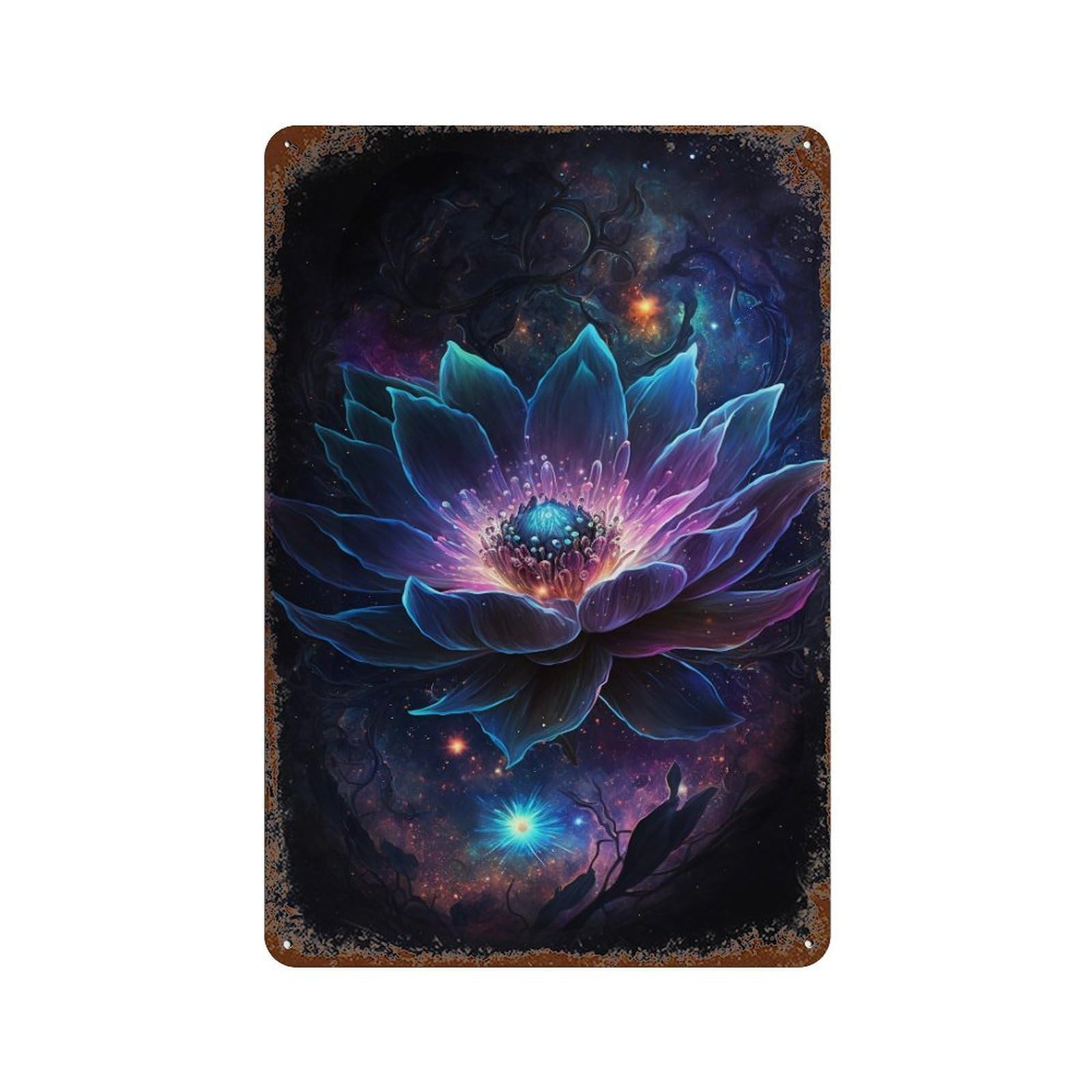 Cosmic Lotus Bloom-8 Vintage Metal Tin Sign 11.8"x7.9", Ideal for Living Room, Hallway And Home Decor
