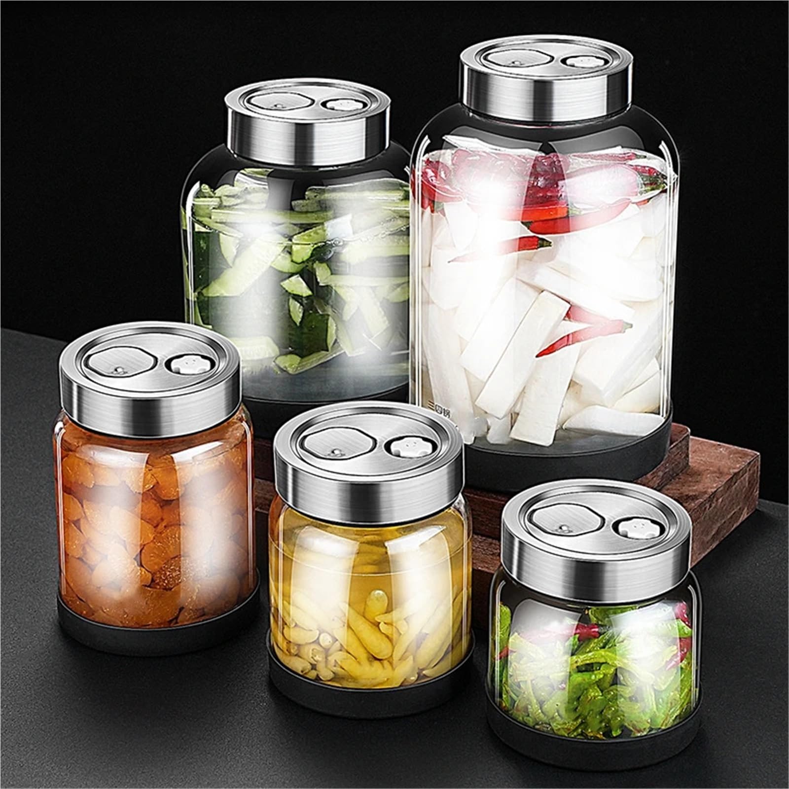 Tarro de conservación Frasco de fermentación vidrio con alto contenido borosilicato, salida automática aire -20~120℃, refrigerador reforzado 1500~3000ml(3000ml)