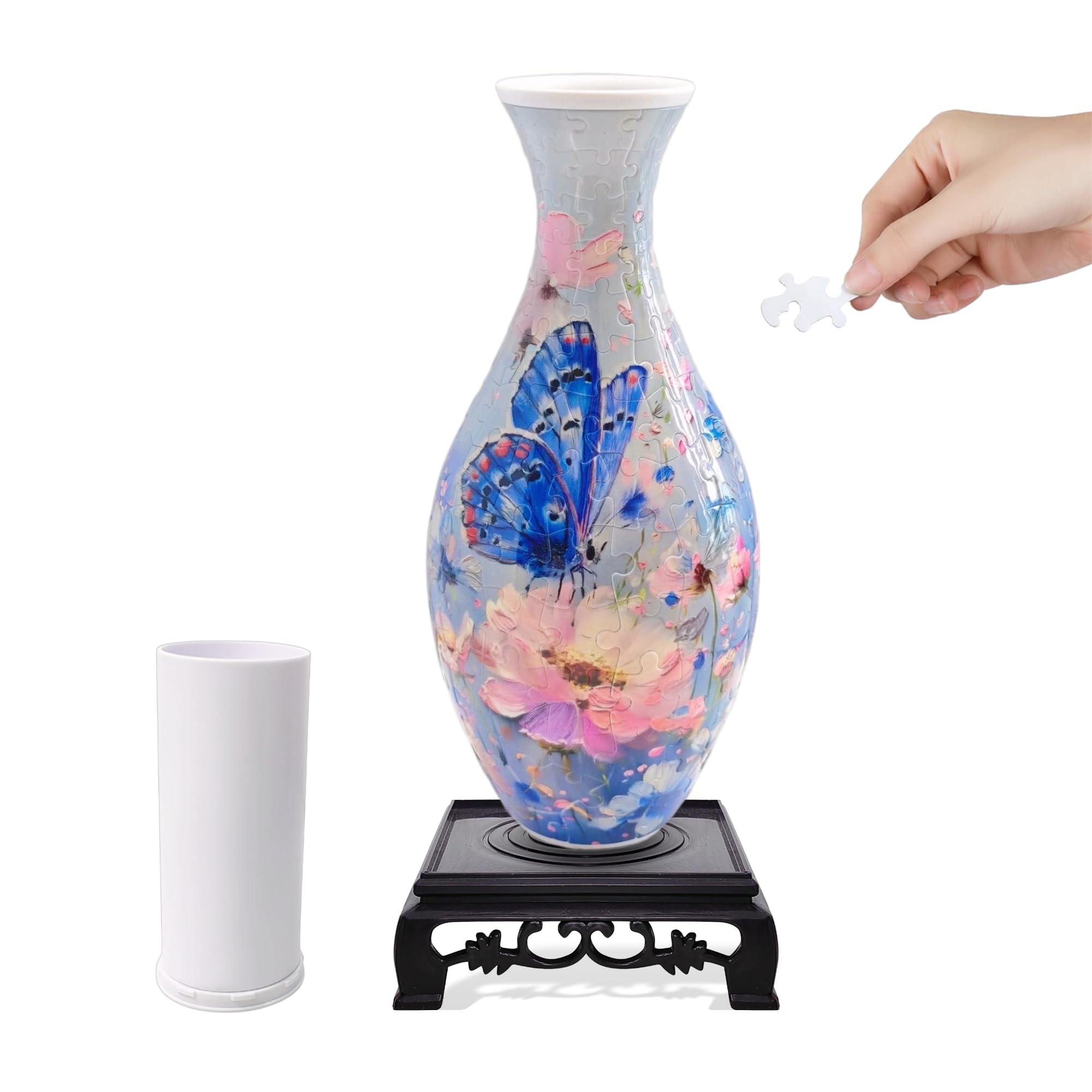 VELIQUE 3D Puzzle Vase, Puzzle for Adults (Butterfly Flowers)
