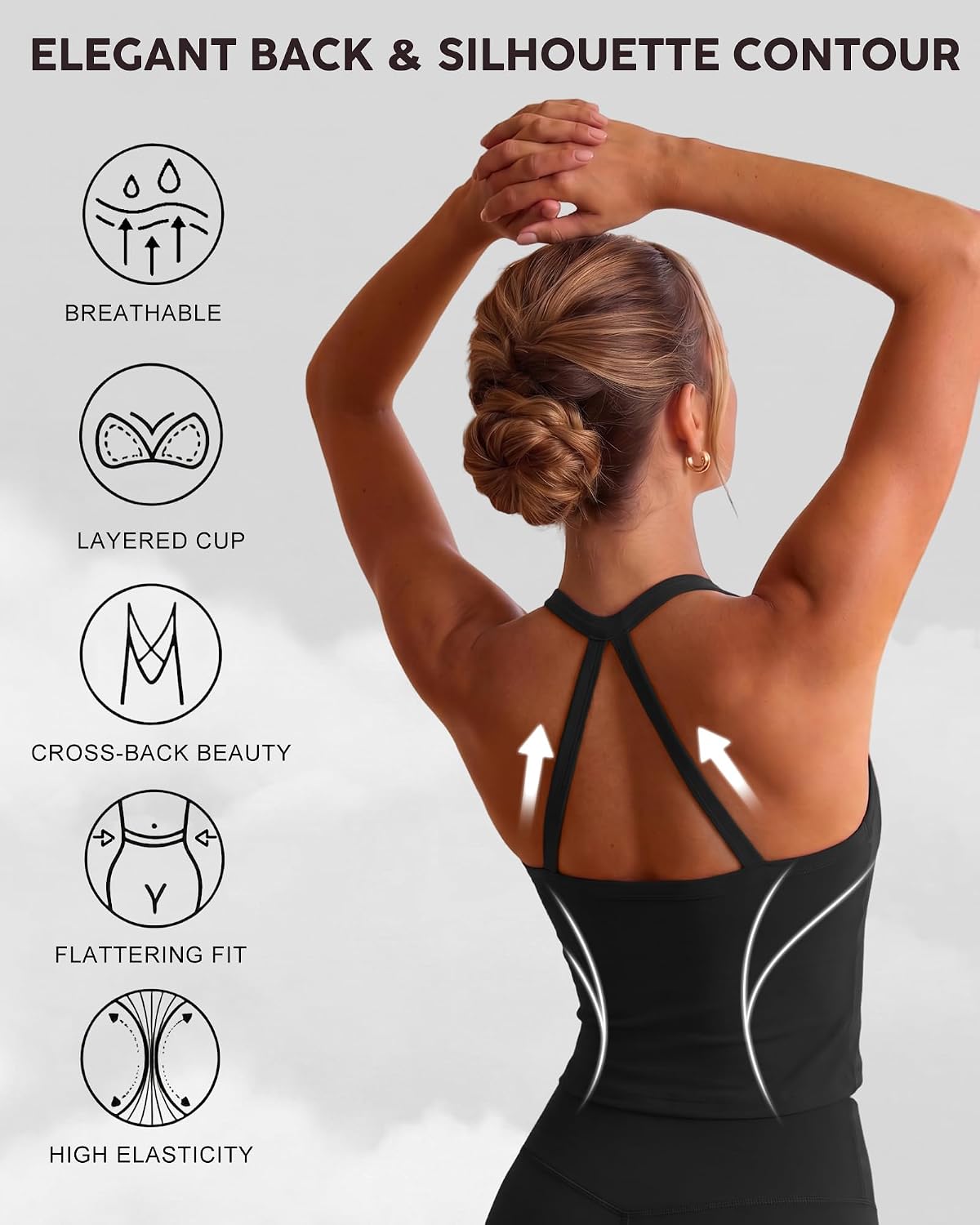 Tank Top Built in Bra for Women - Sports Yoga Workout Crop Halter Neck - Padded Back Bras Cami Athletic Gym Cropped Tanks