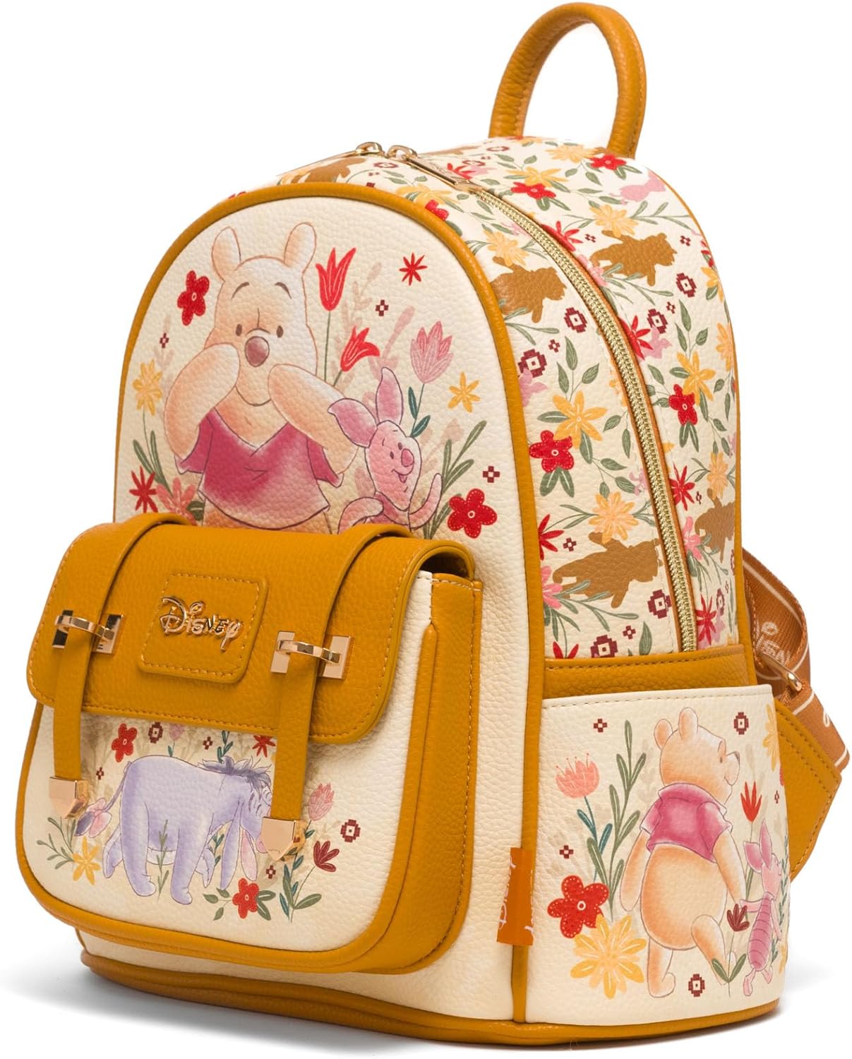 Disney Winnie the Pooh and Friends Floral 11" Vegan Leather Fashion Mini Backpack - Image 5