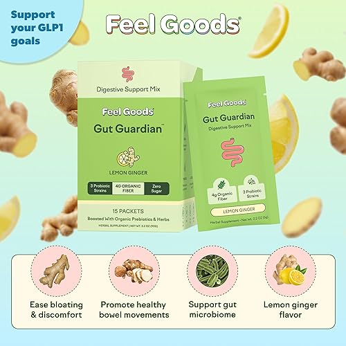 Miniatura 2 de Feel Goods Gut Guardian, fibra orgánica, polvo probiótico y prebiótico, sin azúcar, hierbas para la hinchazón, apoyo para la salud intestinal, salud