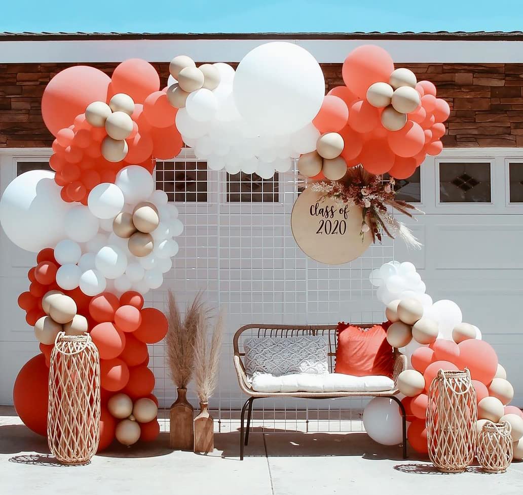 OOPAT DIY Matte Coral Balloon Arch Garland Kit Different Size 156pcs Balloons for Graduation Baby Shower 1st Birthday Tropical Bride to be Wedding Bachelorette Party Backdrop Decoration (Coral)