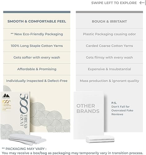 Miniatura 10 de Mayfair Linen 100% Cotton King Size Pillow Cases Set of 2-500 Thread Count Pillow Cases King Size Set of 2 (Dark Grey), Luxuriously Soft Hotel