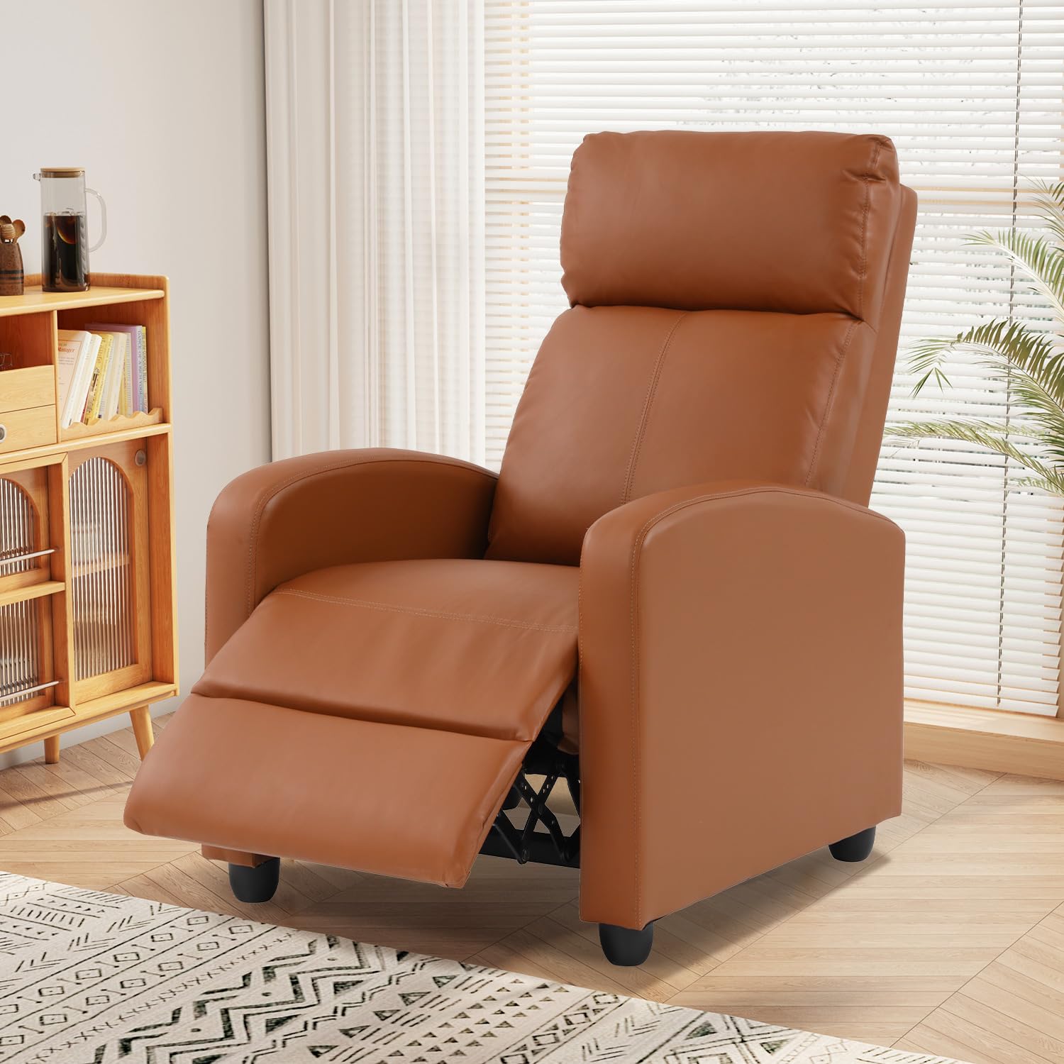 Recliner Chair for Living Room, PU Leather Chair Sleeper Chairs for Adults, Adjustable Comfortable Chair Single Sofa Chair Reading Chair for Bedroom