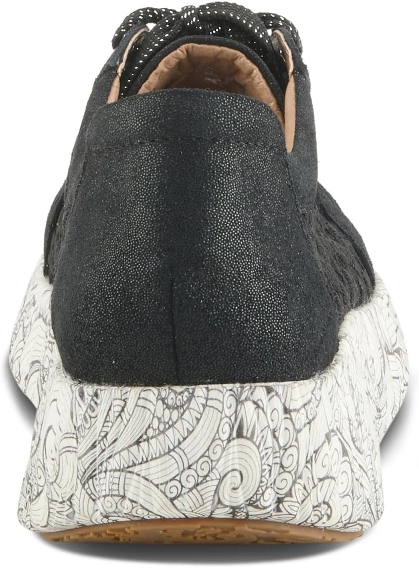 L'Artiste Women's SNEAKHEART Lace-Up Sneakers – Metallic Floral Embroidery, Breathable Mesh, Removable Insole, Street-Chic Design