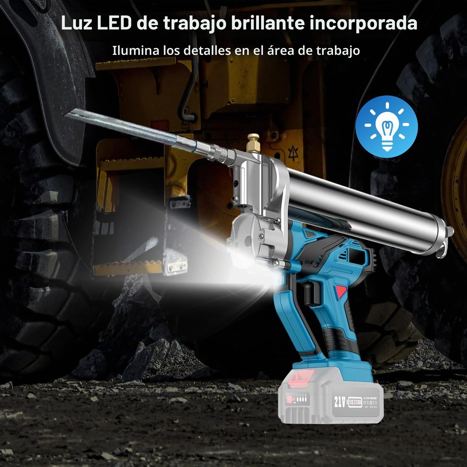 LIROPAU Pistola engrasadora a batería engrasadora Compatible con Makita 18V | pistola engrasadora eléctrica a batería, manguera de 45cm, 1 alicates de bloqueo, punta puntiaguda, engrasadora