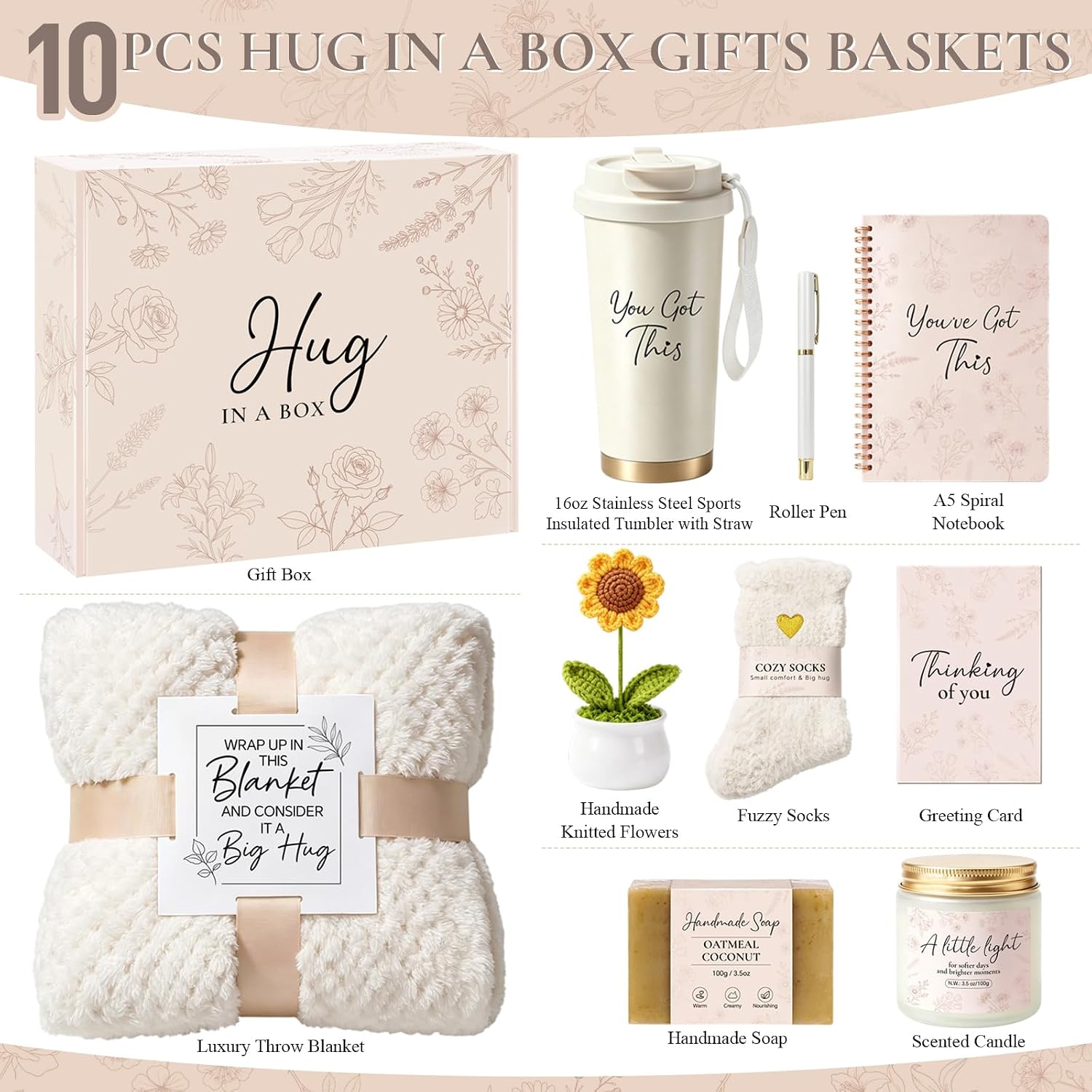 Hug in a Box Gifts for Women, Get Well Soon Care Package After Surgery.
