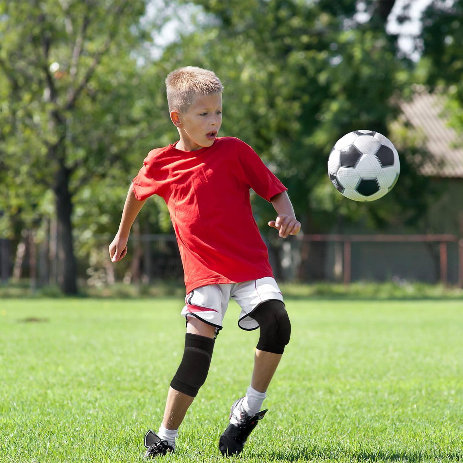 Sibba Kniebeschermers voor kinderen, antislip, gevoerd schuim, dagelijkse sport, elastische zachte kniebeschermers voor volleybal, dans, hardlopen, skaten, basketbal, voetbal, sport, mannen en vrouwen