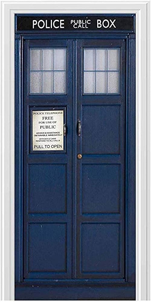 Self Adhesive Dr Who The Tardis Printed Vinyl Door Wrap Sticker Sticker For Home Decor, Door Mural Refrigerator Sticker Poster Art Wallpaper, 88 * 200cm