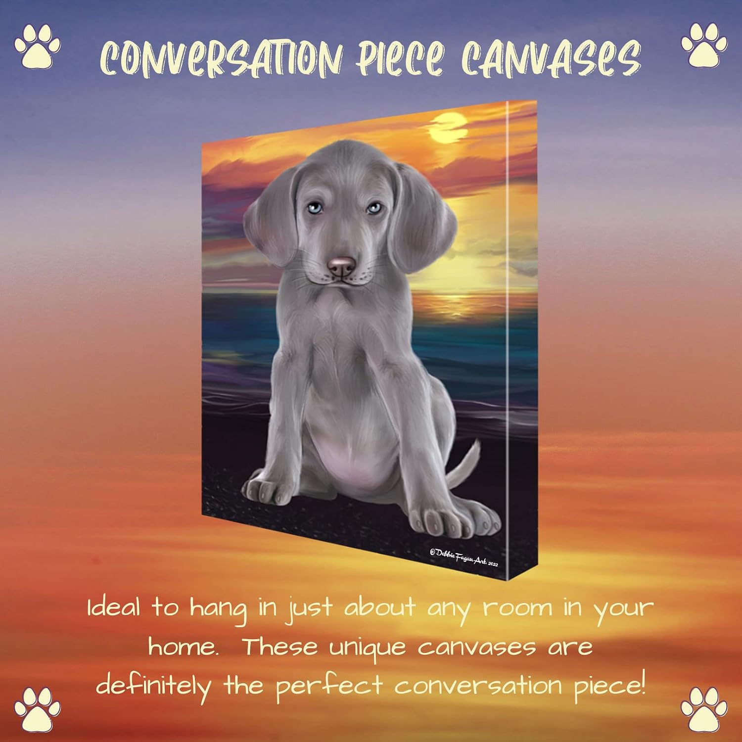 Sunset Weimaraner Dog Canvas Wall Art - Premium Quality Ready to Hang Room Office Decor Wall Art Canvas - Unique Animal Printed Digital Painting for Decoration, 8"x10" - CVSP-DOTD-104267