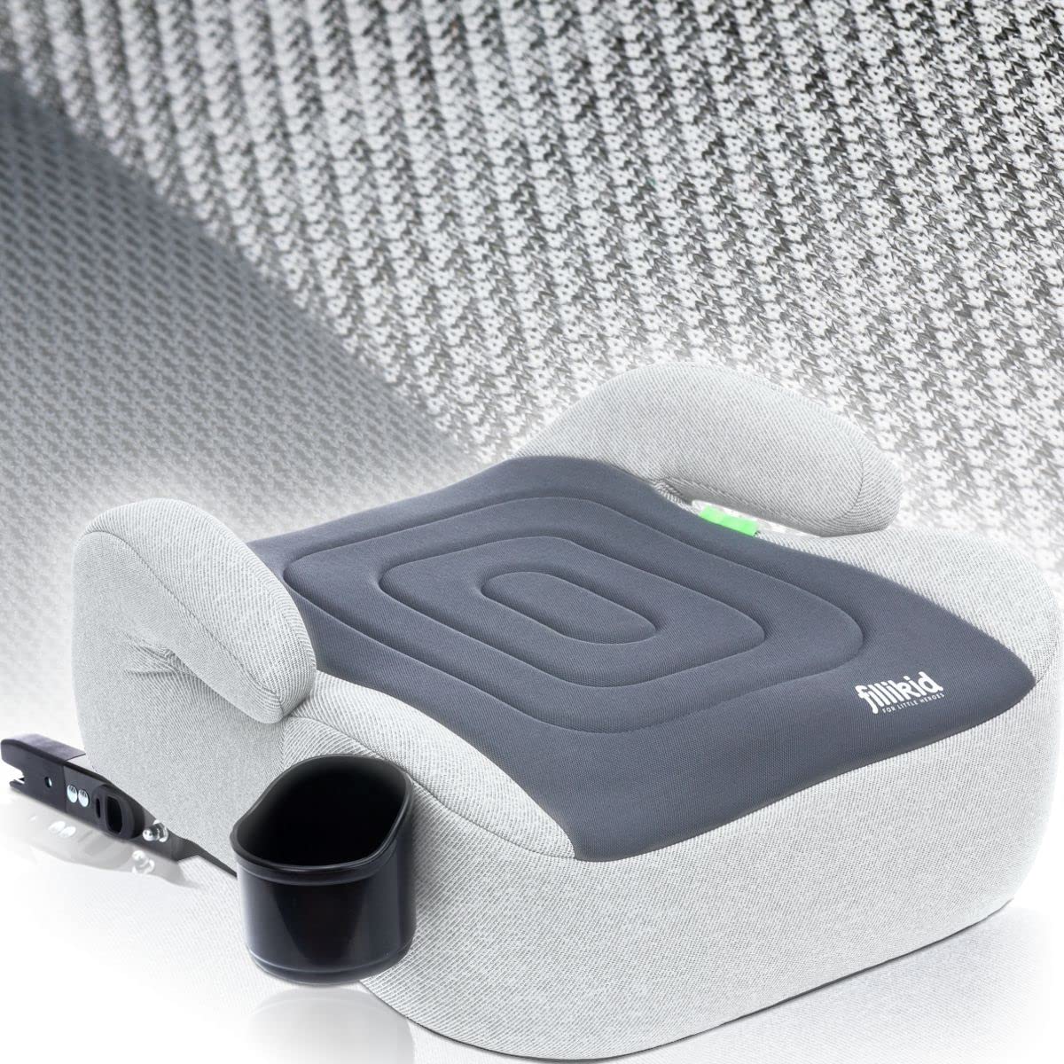Sitzerhöhung i-Size Norm Isofix Kinder Auto Sitz Gruppe 3 125 – 150 cm Körpergröße ECE R129 (GRAU)