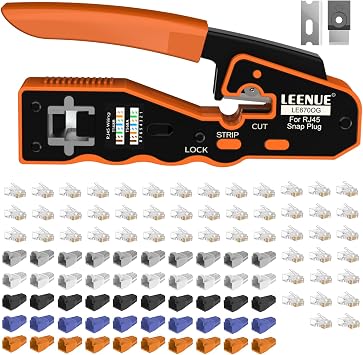RJ45 Crimp Tool Kit, Pass Through Cat7/6/5 Ethernet Crimping Tool,