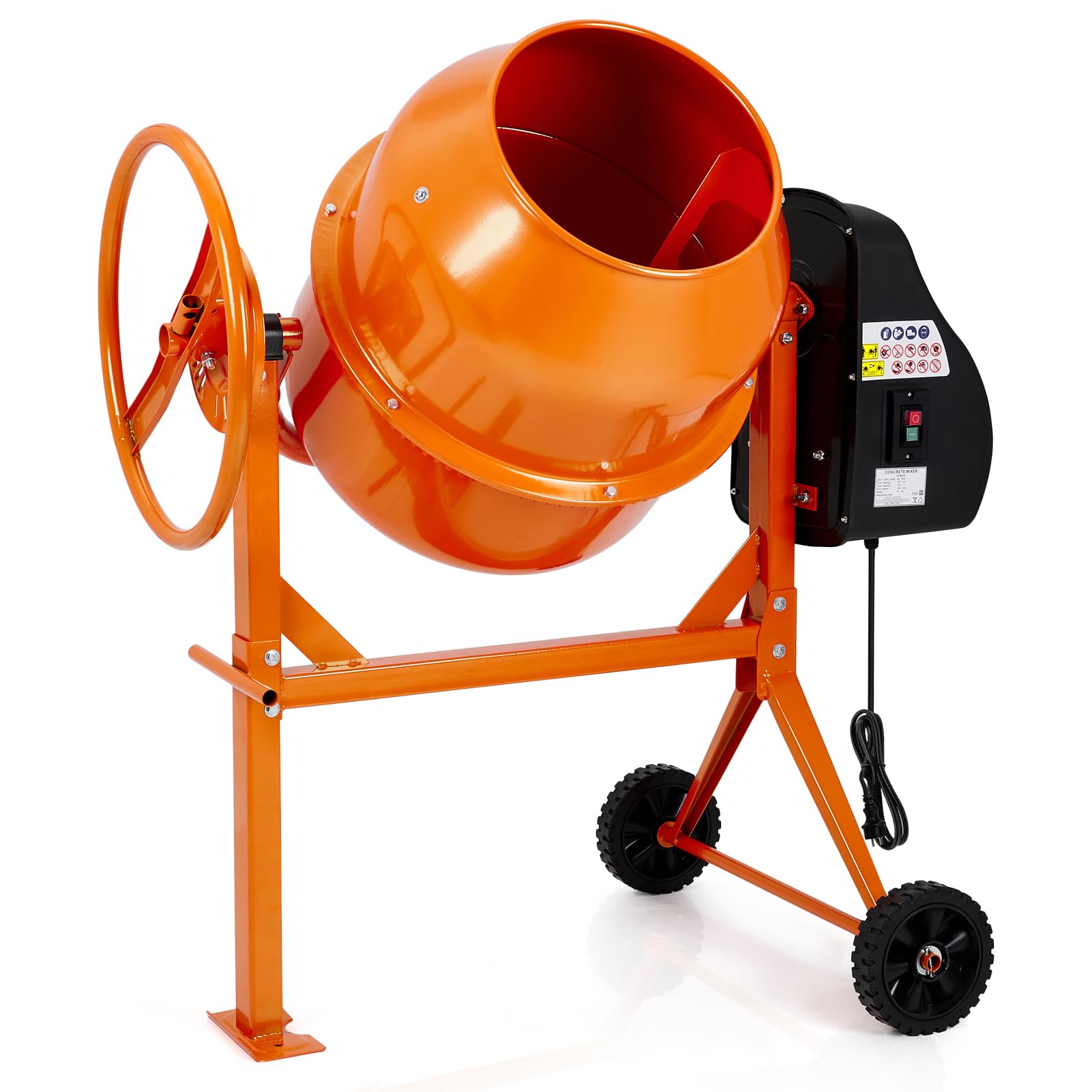 120L Electric Cement Mixer, 450W Concrete Mixer with Wheels and Stand, Portable Mud Mixer Machine for Cement, Stucco, Seeds and Fodder, 230V, 50Hz, 30RPM, Orange