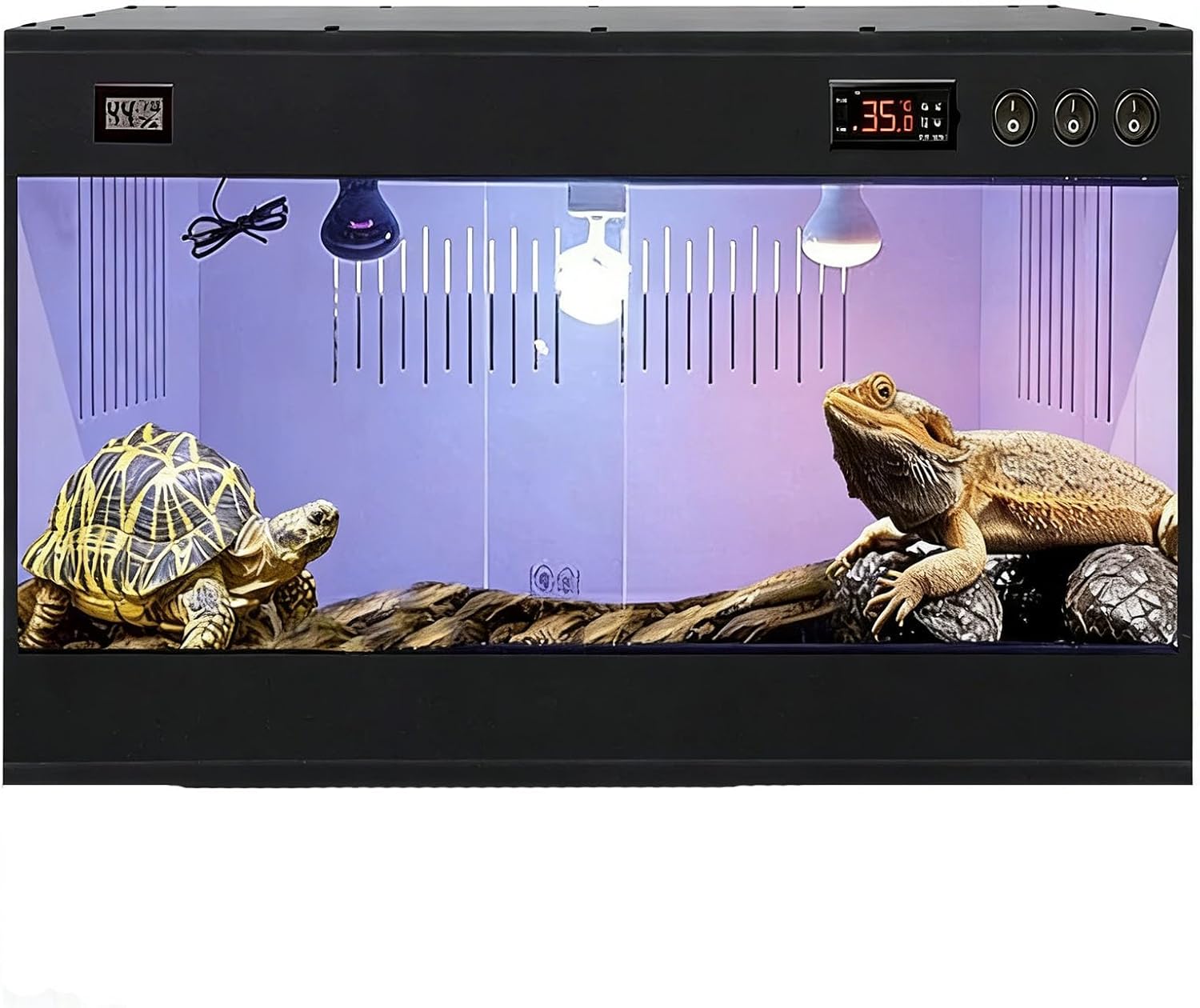 Reptile Terrarium Tanks Enclosure Intelligent Bearded Dragon Tank with Temperature Controller Intelligent Thermostat for Ball Python Snake Gecko Bearded Dragon (S-10Gallon, 16 * 12 * 12in)