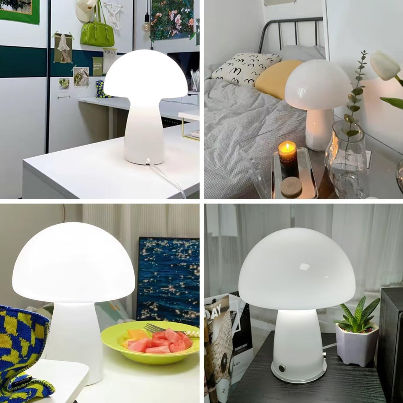 Pilz Tischlampe Hochzeit Nachttischlampe Europäischer Stil Glas Nachtlicht Bauhaus Dekorative Tischleuchte für Schlafzimmer, Wohnzimmer, Hochzeitsgeschenk