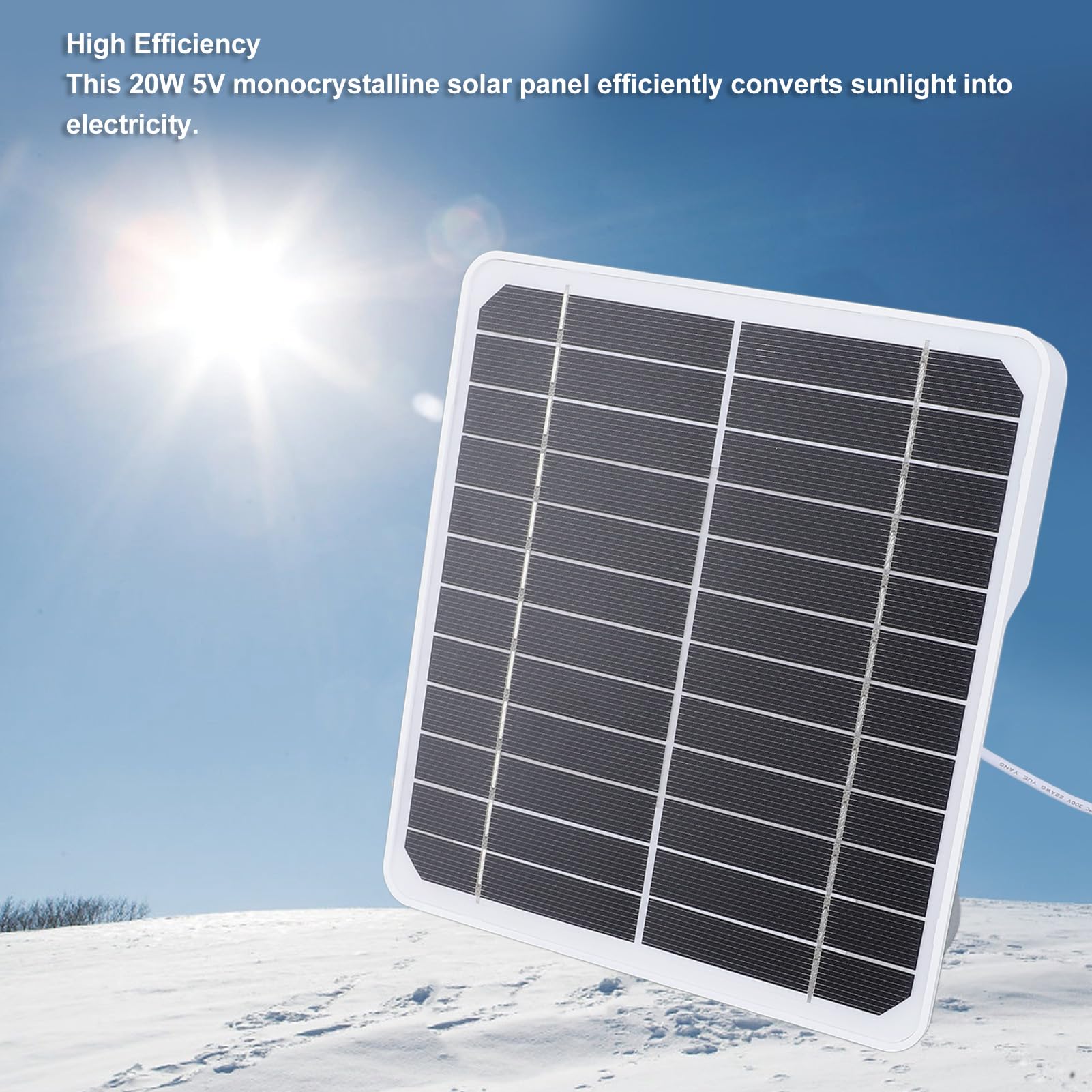 Pannello Solare 20W 5V IP68 Esterno per Telecamere di Sicurezza con Cavo 3m Staffa Regolabile