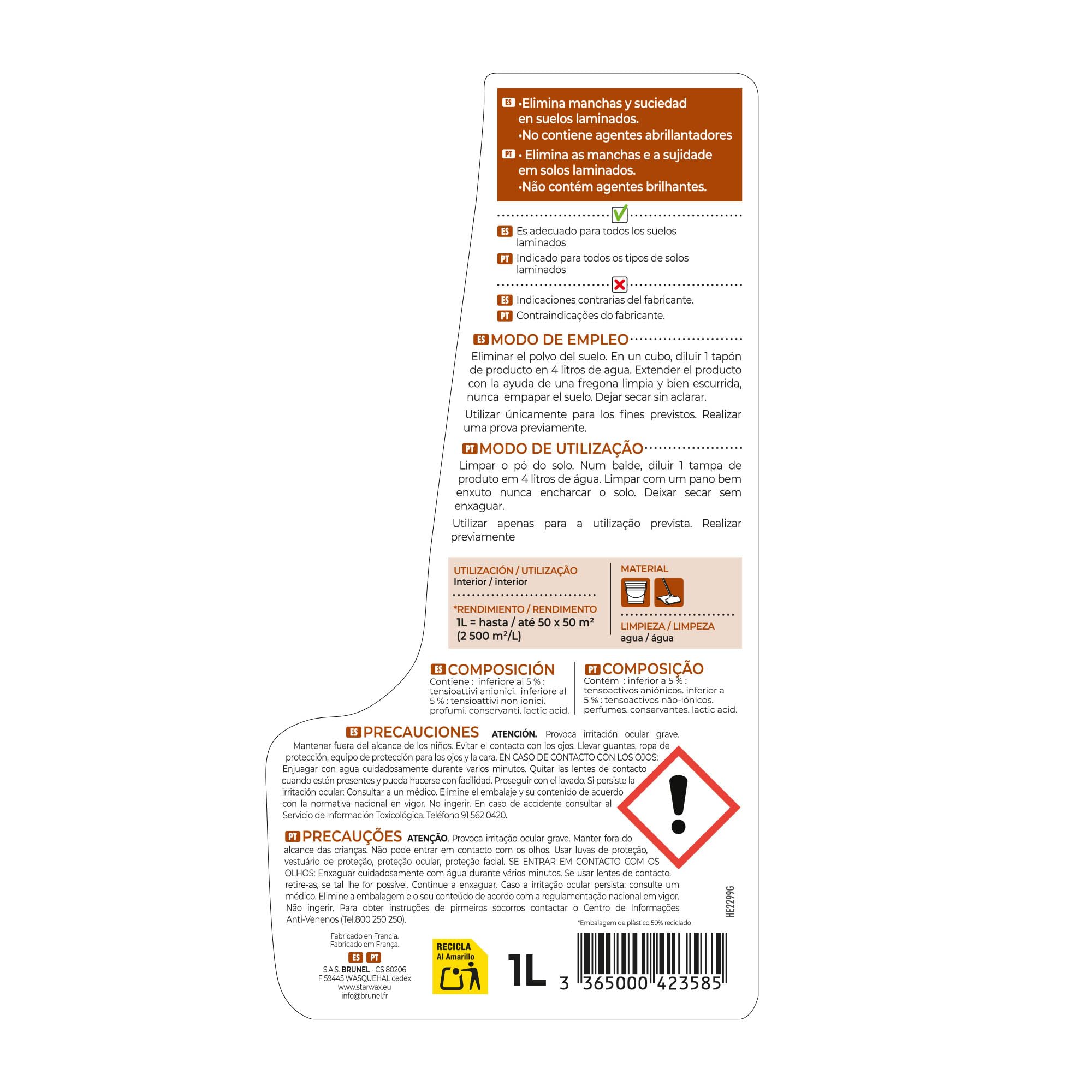 STARWAX Limpiador suave para parquet y suelos laminados 1L
