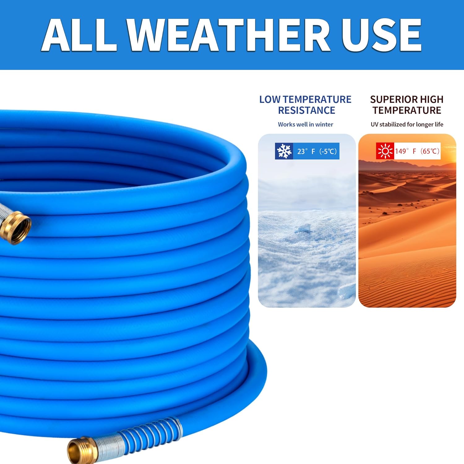 DAVCO RV Drinking Water Hose 12 FT x 5/8" ID, Kink-Free & Lightweight with Strain Relief Ends, 3/4" GHT Solid Brass Fittings, Lead & BPA Free for Travel Trailer, Camper, Marine, Garden & Car