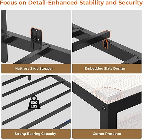 Miniatura 8 de Hasuit Cama esquinera individual XL con cajones y estantes de almacenamiento, sofá cama con estación de carga y luz LED, marco de cama de madera de