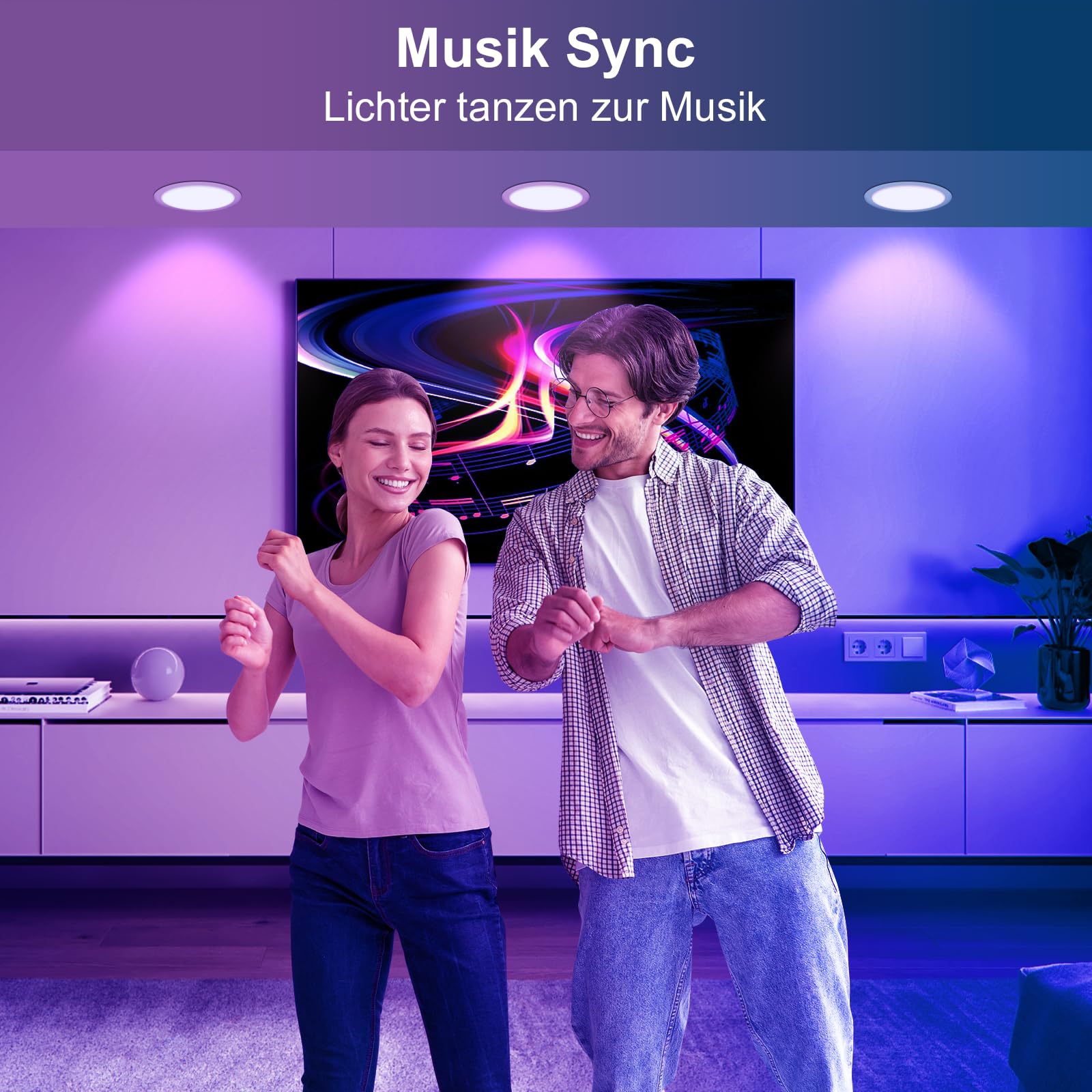 DUSKTEC LED Spots 230V RGB Dimmbar mit APP und Alexa, Einbaustrahler Smart Schwarz 10W, 4 Stück Deckenspots Flach IP44 Farbwechsel
