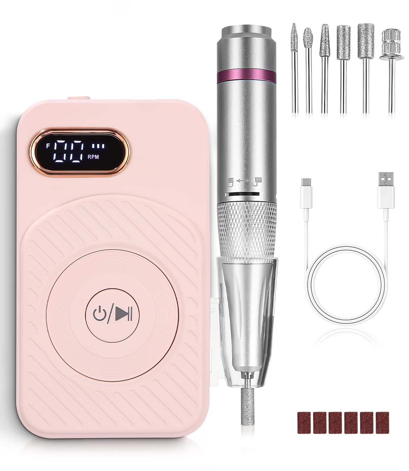 Torno para Uñas, 45000RPM lima electrica uñas, Velocidad Ajustable, torno uñas profesional, Torno Uñas,Molinillo de Uñas Eléctrico para Gel o Acrilicas, para Uso en Exteriores