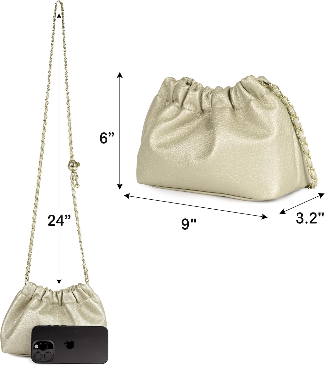 Joryin Trendy Dumpling Women's Crossbody Bag - Evening Clutch Vegan & Genuine Leather Hobo Cloud Purse - Image 5