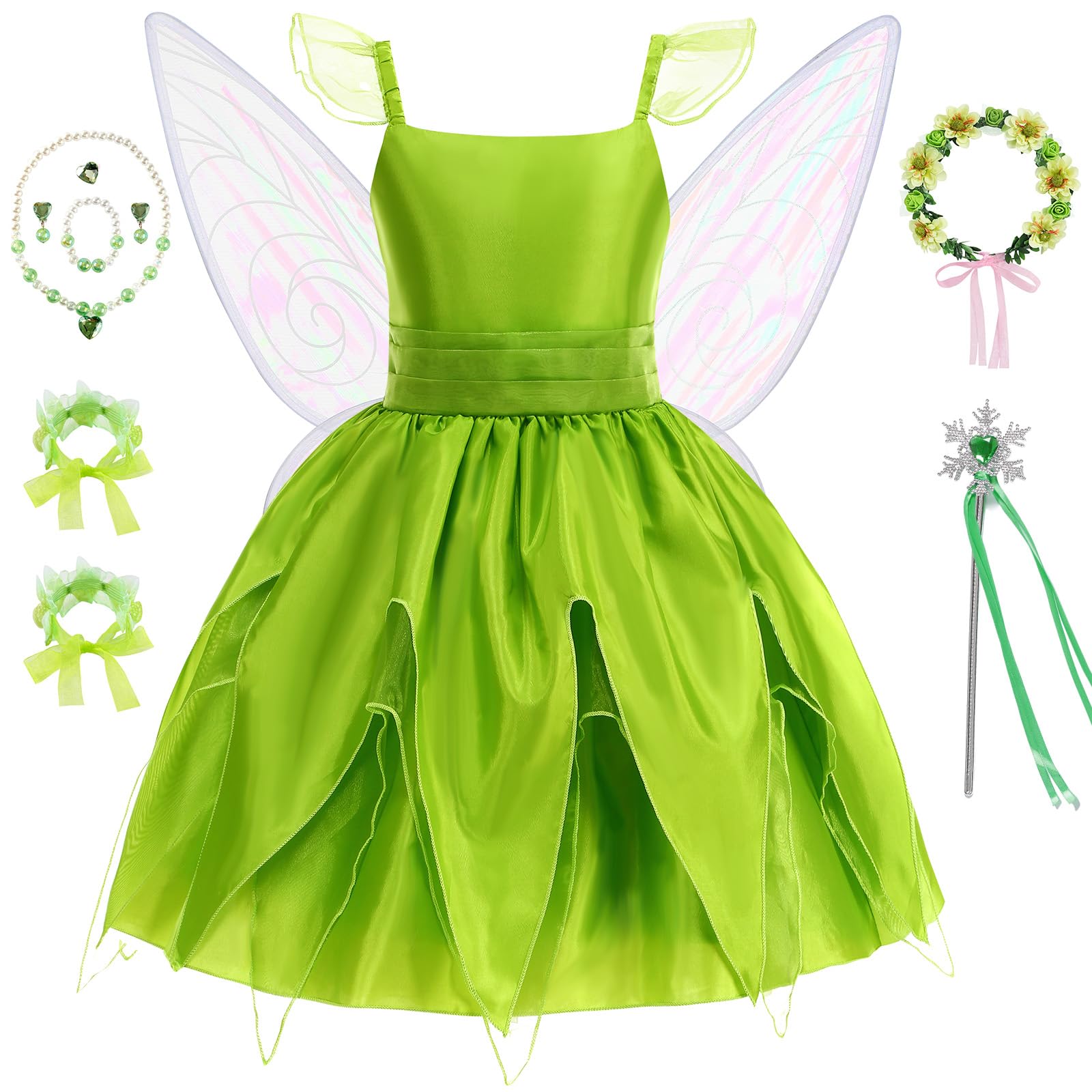 ZALOORIY Fairy Costume for Girls Princess Dress with Wings and Accessories