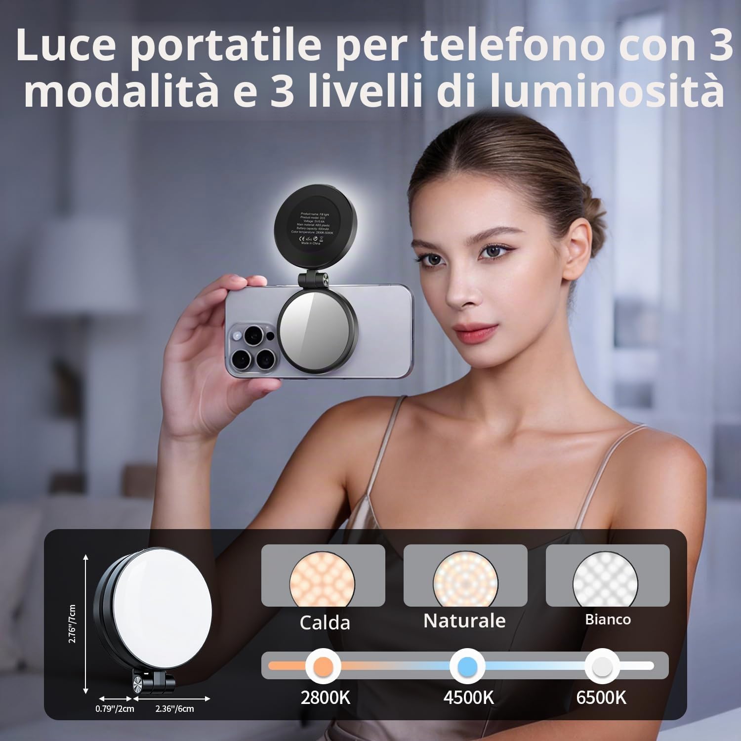yAyusi Kit vlogging magnetico 3 in 1 per iPhone/Android, kit di avvio per YouTube, treppiede magnetico/microfono/telecomando, selfie stick da 71" con luce per kit essenziale per creatori di contenuti