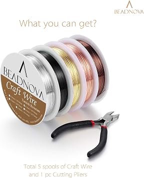Beadnova Jewelry Beading Wire for Making Supply for Jewelry Making (5pcs,26gauge)