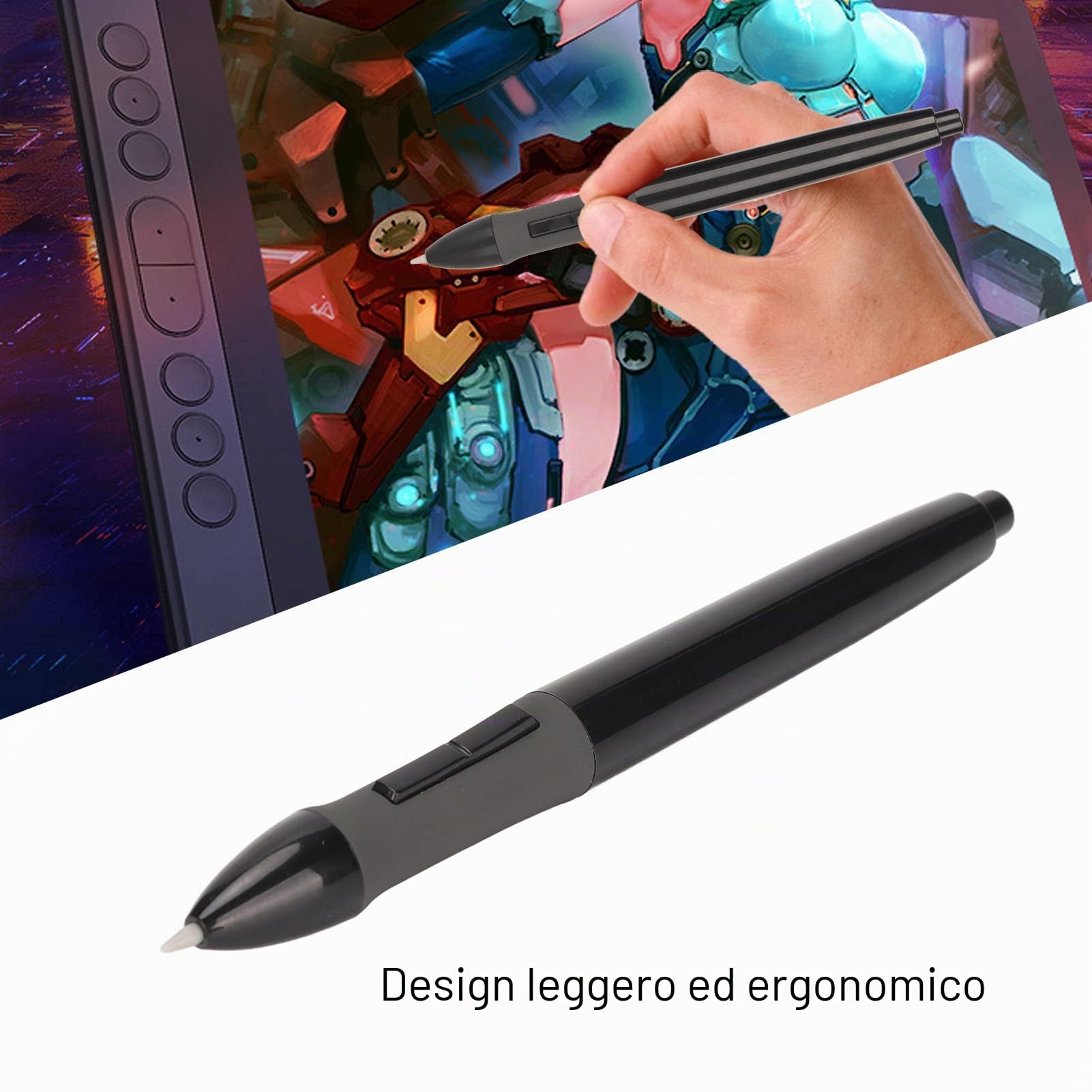 Penna di ricambio PEN68D per tablet Huion Graphics, 8192 Sensitive Graphic Drawing Tablet Active Stylus Pen per Huion GT‑191/GT‑221 PRO/GT‑156HD V2/GT‑220 V2 (nero)
