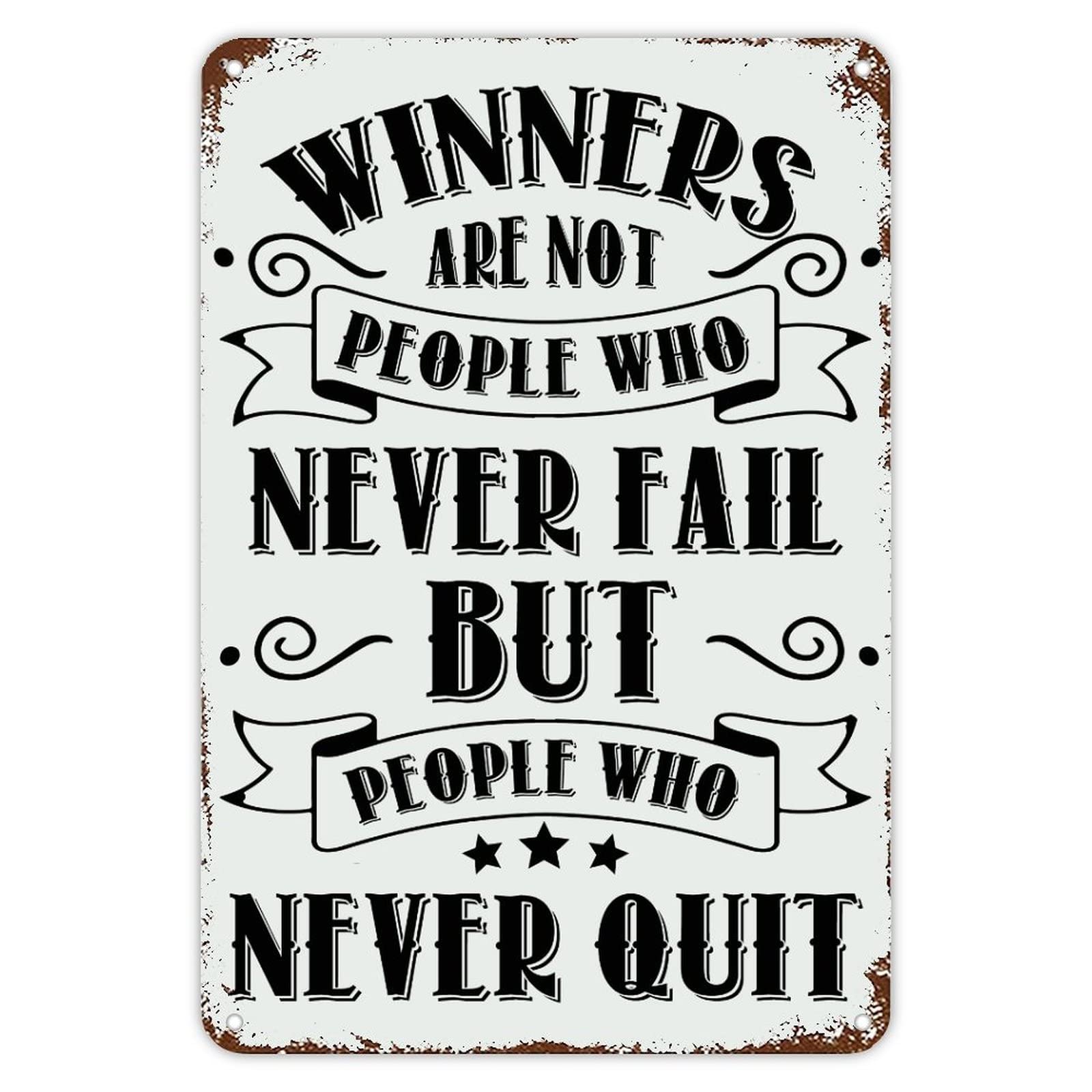 Guangpat Style-7 Winners Are Not People Who Never Fail Signs Back To School Signs First Day Of School Classroom Decor Metal Sign Retro Welcome School Signs For Kids School Party Gifts For Student Teacher 12X8 Inch