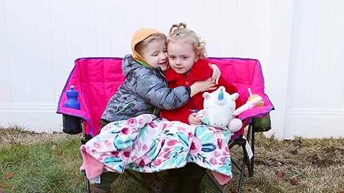 Miniatura 2 de SUNNYFEEL Silla de camping doble plegable para niños, sillas de camping portátiles para niños, silla de 2 asientos, sillas de césped plegables