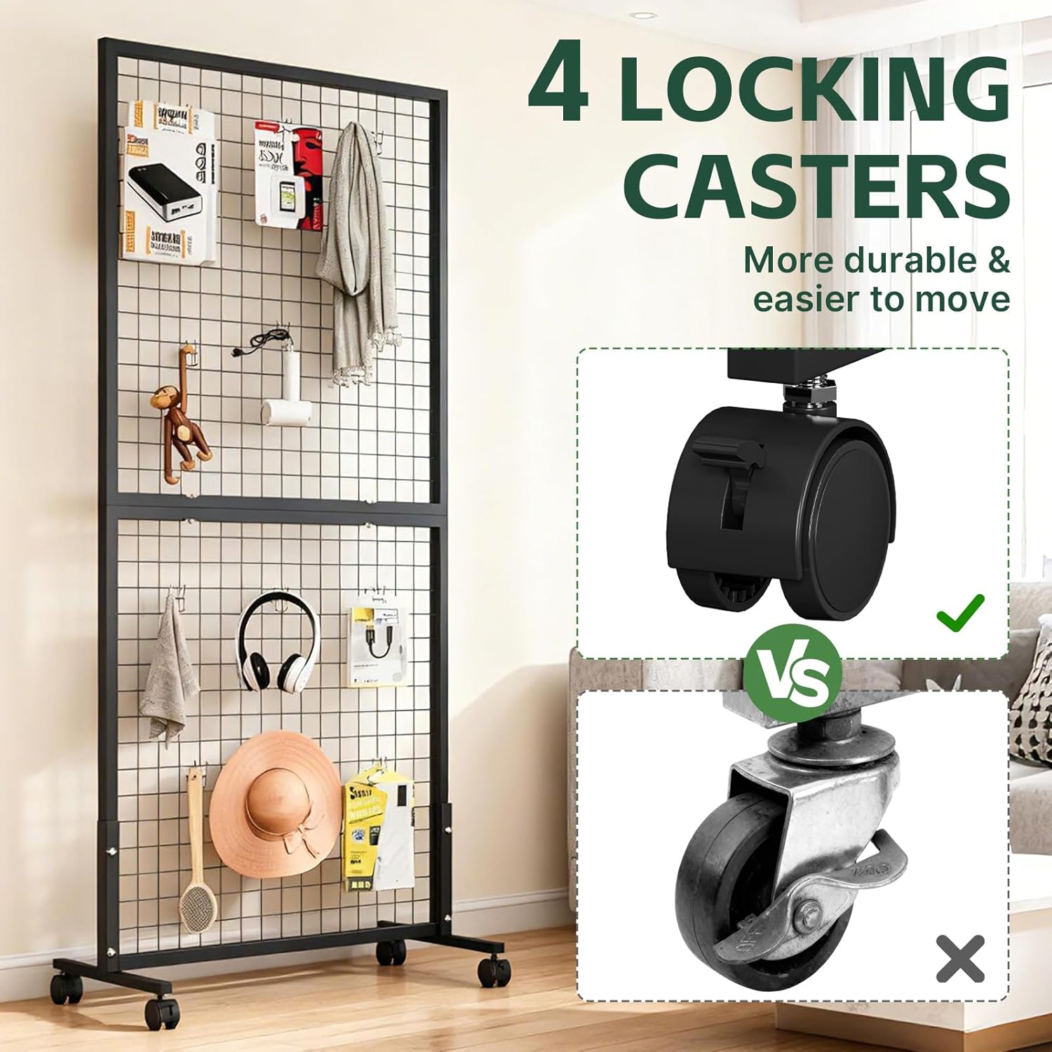 2 PCS 3'x6' Grid Wall Panel Display Stands, Metal Gridwall Display Stand with T-Base Wheels, Heavy-Duty Mobile Freestanding Racks for Retail Store, Craft Show, Boutique, Black