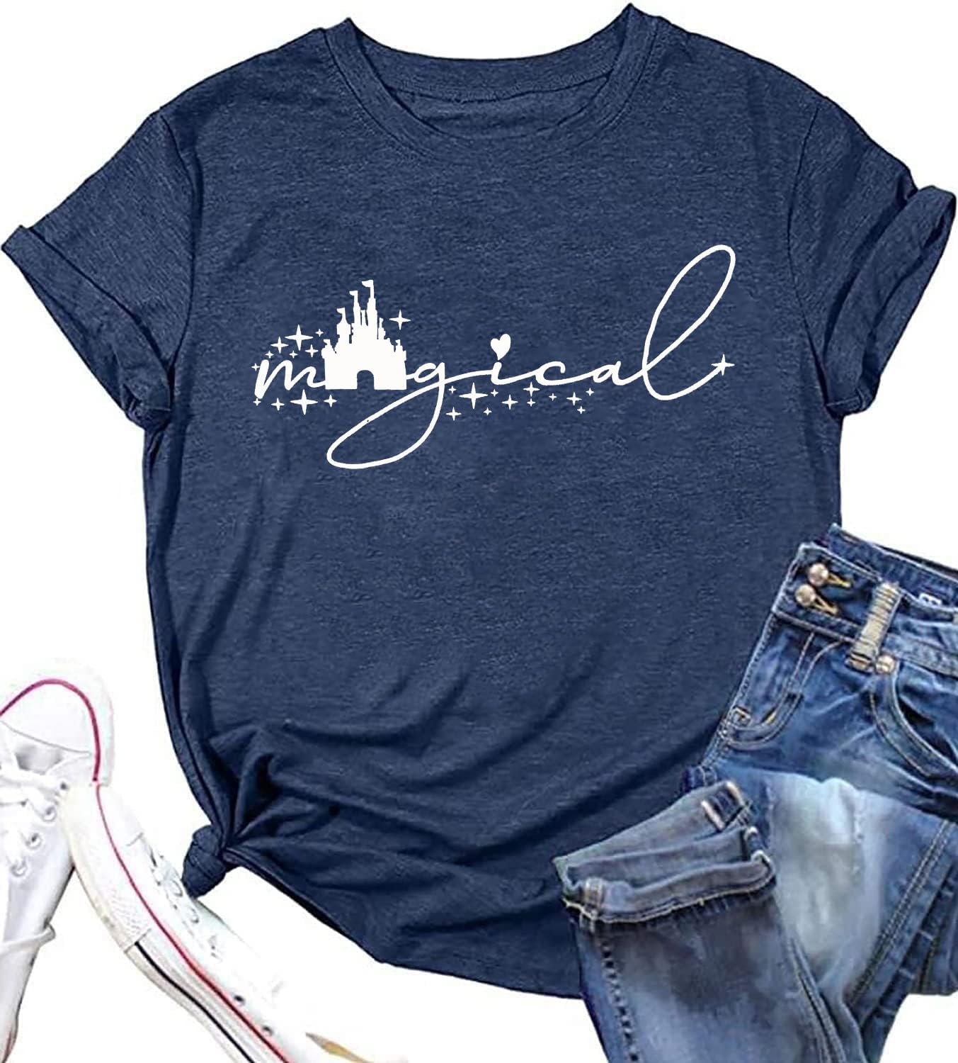 Magical Shirt for Women Magic Kingdom Tshirt Cute Castle Graphic Tees Family Vacation Shirts Short Sleeve Casual Tops