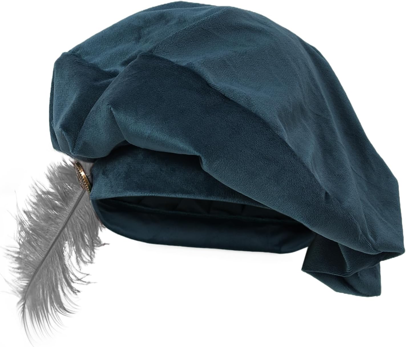 Renaissance Hat Men Tudor Hat Medieval Beret with Feather Ren Faire Muffin Cap Minstrel Costume Accessory