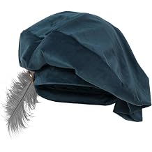 Renaissance Hat Men Tudor Hat Medieval Beret with Feather Ren Faire Muffin Cap Minstrel Costume Accessory