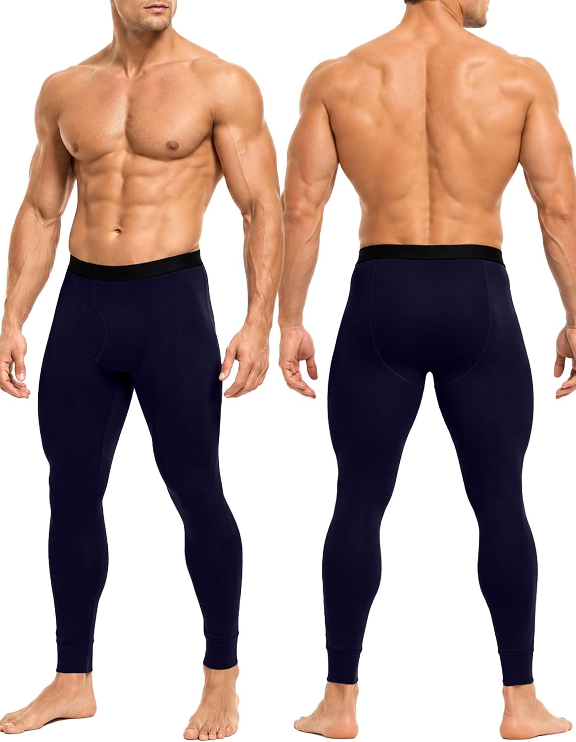 Roadbox Mens Thermal Pants Fleece Lined Long John Underwear Bottom with Fly