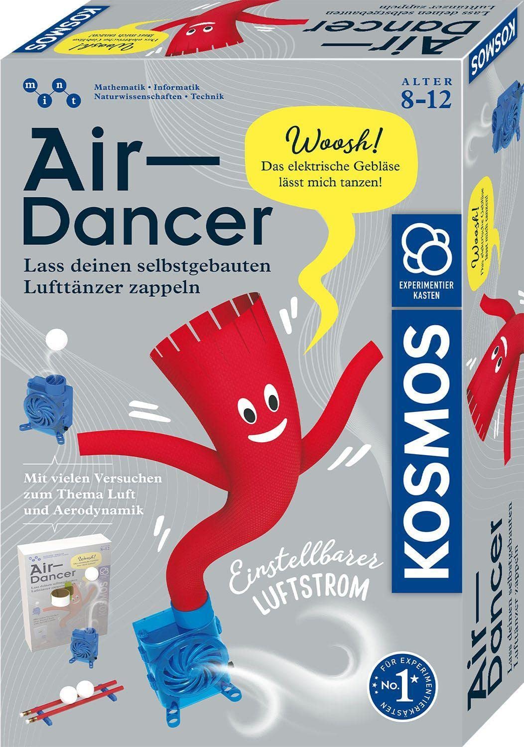 KOSMOS 620882 Air Dancer Kit for Air Dancer with Blower Motor and Propeller, Funny Attempts to Aerodynamics, Experiment Box for Children from 8-12 Years, Understanding Physics, Mint